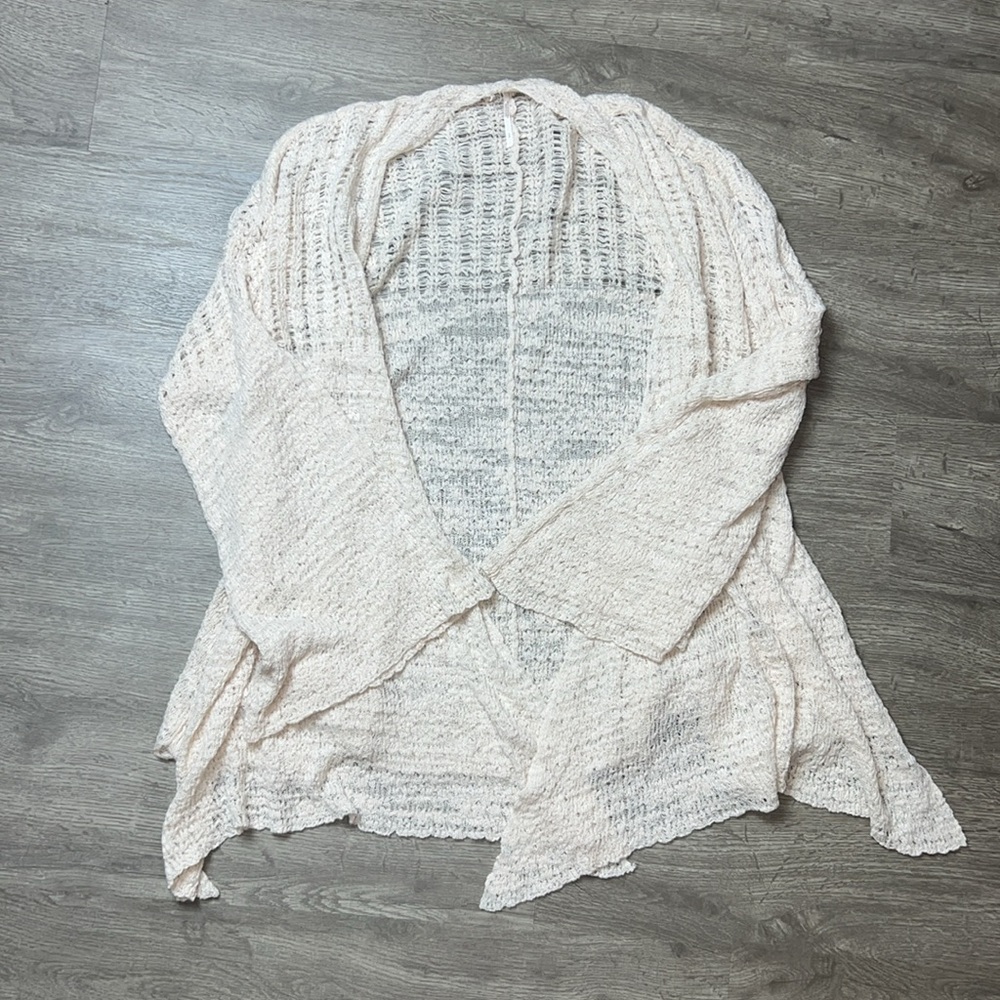 Free People Cream Open Knit Cardigan